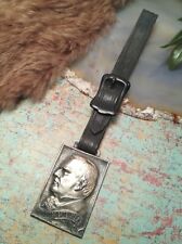 Antique 1907 President William MCKINLEY Memorial Dedication FOB on Leather Strap picture
