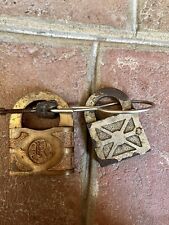 Vintage Secure Small Solid Brass Padlocks Made in England with Key - Set Of 2 picture