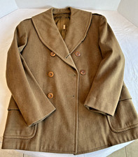 WWII Regulation US Army Officer's Wool Overcoat Size Peacoat w/Ribbon Bars Patch picture