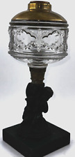 Antique Composite Kerosene Lamp Lovely Pendalogue Font Brass Shoulder Iron Base picture