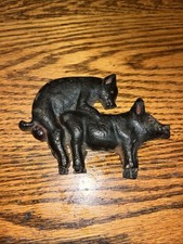 Vintage Cast Iron Mating Pigs Animals Rare Naughty Funny Sex Gag (Making Bacon) picture