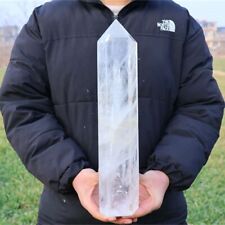 7.36lb Natural White Clear Quartz Obelisk Energy Cystal Point Wand Tower Reiki  picture