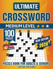 Medium Crossword Puzzle Books for Adults and Seniors - 100 Big Font, Eye-Friendl picture