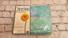 NOS 90's Vintage Springmaid King Size Fitted Sheet Iced Marble Blue picture