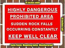 Metal Sign - Highly Dangerous Falling Rocks - 10x14 inches picture