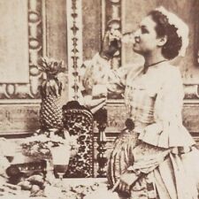Woman Getting Drunk Liquorish Tongue Drinking Alcohol Photo Stereoview E160 picture