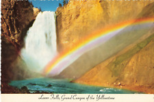 Yellowstone WY, Lower Falls Grand Canyon Rainbow, Vintage Scalloped Postcard picture