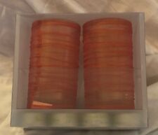 Vance Kitera Glass Tea Light Holders w/8 Candles Lights  Silk Sleeve Peach Color picture