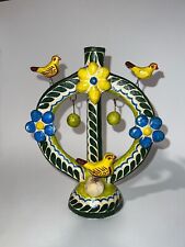 Vintage Mexican Candelabra Tree Of Life Pottery Folk Art Candle Holder 6.5” x 4” picture