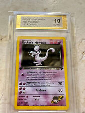 ROCKET'S MEWTWO 1ST EDITION PGC 10 2000 HOLO POKEMON PSA 14/132 GYM CHALLENGE picture
