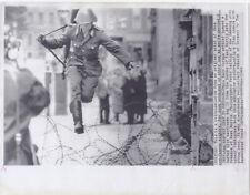 ICONIC, Leap To Freedom press photo, STAMPED cold war photo, Germany Berlin WWII picture