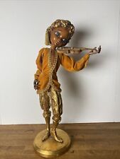 20” Giltwood Musical Figure Elf Lady With Violin Italy 1960 picture