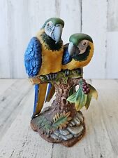 Vintage Andrea double golden blue macaws parrot figurine bird 7951 1987 realisti picture