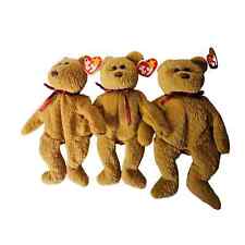 Rare Beanie Babies brown Bears. Brown Nose, Black Eyes. Lot of 3. CURLY. picture