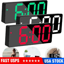 USB Digital LED Desk Alarm Clock Large Mirror Display Snooze Temperature Mode US picture