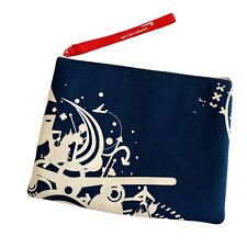 British Airways Small Cosmetic Bag Travel Airline Blue White Scuba Zipper picture