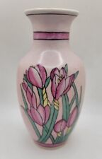Vintage Handpainted Tulip Flower Vase Pink picture