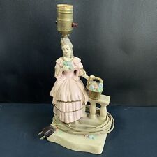 Antique Table Top Lamp, Victorian Lady & Flowers Hand Painted Rodale 250w 250v picture