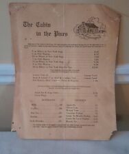 Vintage The Cabin in the Pines Restaurant Menu picture