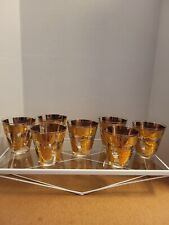 Set of 6 Signed Culver Florentine 22k Gold Flared Double Old Fashioned Glasses picture