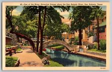 San Antonio, Texas - San Antonio River - Tourist Attractions - Vintage Postcard picture