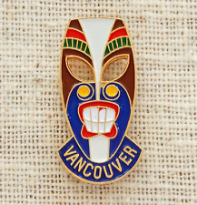 Vancouver Tiki Mask Lapel Pin Vintage Canada British Columbia Enamel Travel picture