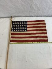 Vintage 48 Star American Parade Flag 17x14 Inches WW2 Original Stick picture