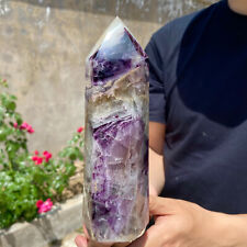 2.7lb Natural Rainbow Fluorite Obelisk Quartz Crystal Wand Tower Point Healing. picture