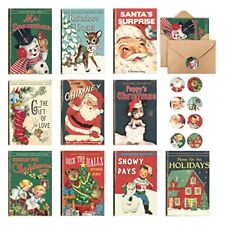 AnyDesign 40 Pack Retro Christmas Greeting Cards Vintage Xmas Cards with Enve... picture