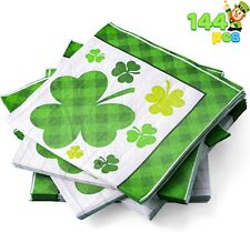 144 Pcs St. Patrick??s Napkins, Green Shamrock Plaid Napkins, Disposable Paper picture
