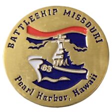Battleship Missouri Memorial Pearl Harbor Hawaii Gold Tone Travel Souvenir Pin picture