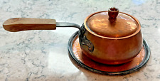 Vintage Stockli Netstal Swiss Hammered Copper Fondue Pot, Underplate w/ Rim picture