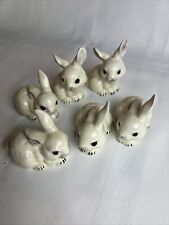Lot Of 6 Ceramic Bunnies 2.5” Each Handpainted picture