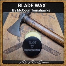 BLADE WAX BY MCCOUN TOMAHAWKS.  BEES WAX MIX FOOD GRADE FORMULA 2 OZ TIN.  picture
