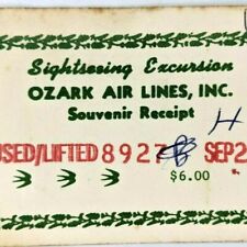 Ozark Air Lines Souvenir Receipt Sightseeing Excursion Card c1969 Vtg Ticket C21 picture