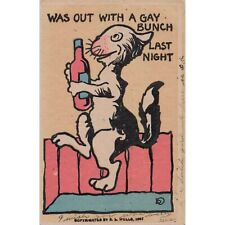 c.1909 Drunk Cat w/ Liquor Bottle Mutoscope Postcard / 2R4-662 picture