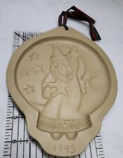 Brown Bag Ornament Cookie Mold Stoneware Art Mold SANTA with Stars 1995 Vintage picture