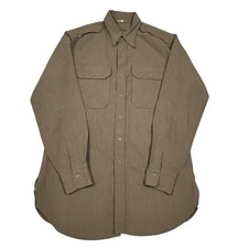 Vintage Regulation Army Officers Shirt Mens 15.5x34 Brown Military WWII Wool picture