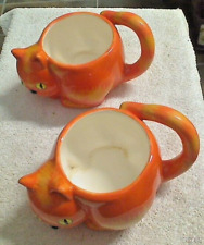 2 Vintage Carnation Coffee Mate Figural Coffee Cup Mugs - Kitty Cat picture