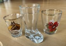 Wonderful Set of 3 Vintage Shot Glasses - Horse / Derby / Floral themed picture