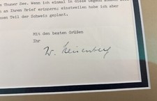 Letter signed by Werner Heisenberg June 12, 1963. He invented Quantum Mechanics picture