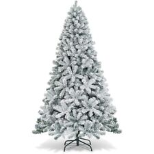 6FT/7.5FT Artificial Christmas Tree Snow White Flocked Xmas Tree & Metal Stand picture