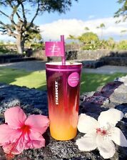 HAWAII EXCLUSIVE STARBUCKS Summer 2021 Tumbler Sunset Pink Orange Glass 18oz picture