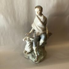 Lladro Spain Porcelain Figurine Shepherd Boy with Lamb 9 1/2 