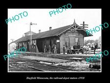 OLD 8x6 HISTORIC PHOTO OF HAYFIELD MINNESOTA THE RAILROAD DEPOT STATION c1910 picture