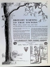 Original 1930 F.A. Bartlett Tree Expert Ad: Drought Warning Worker Drill Art picture