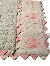 Easter Bunny Vintage Applique Baby Tied Quilt Rabbit Nursery Pink Blanket picture