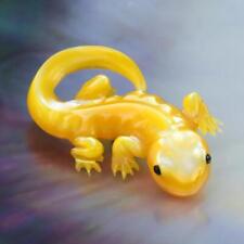 Gecko Lizard Carved Golden Mother-of-Pearl Shell Collection Jewelry Design 3.90g picture