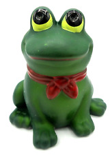 Hand Painted Ceramic Frog with Red Tie Airbrushed Body Nice Shadows 4 Inches picture
