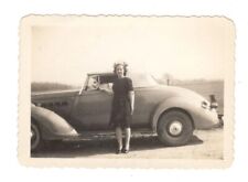 Vintage Photo Pretty Young Woman Classic Car 1940's Found Art APS11 picture